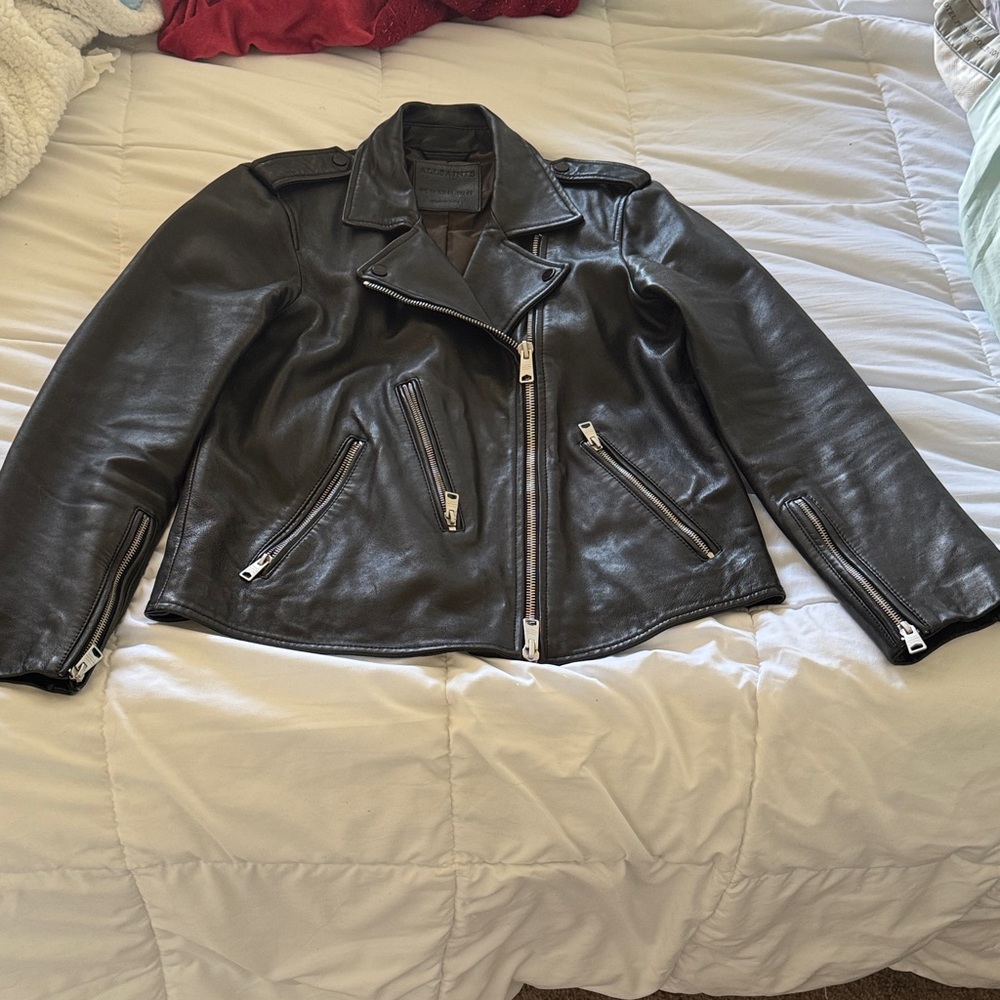 All Saints Elva Black Leather Jacket